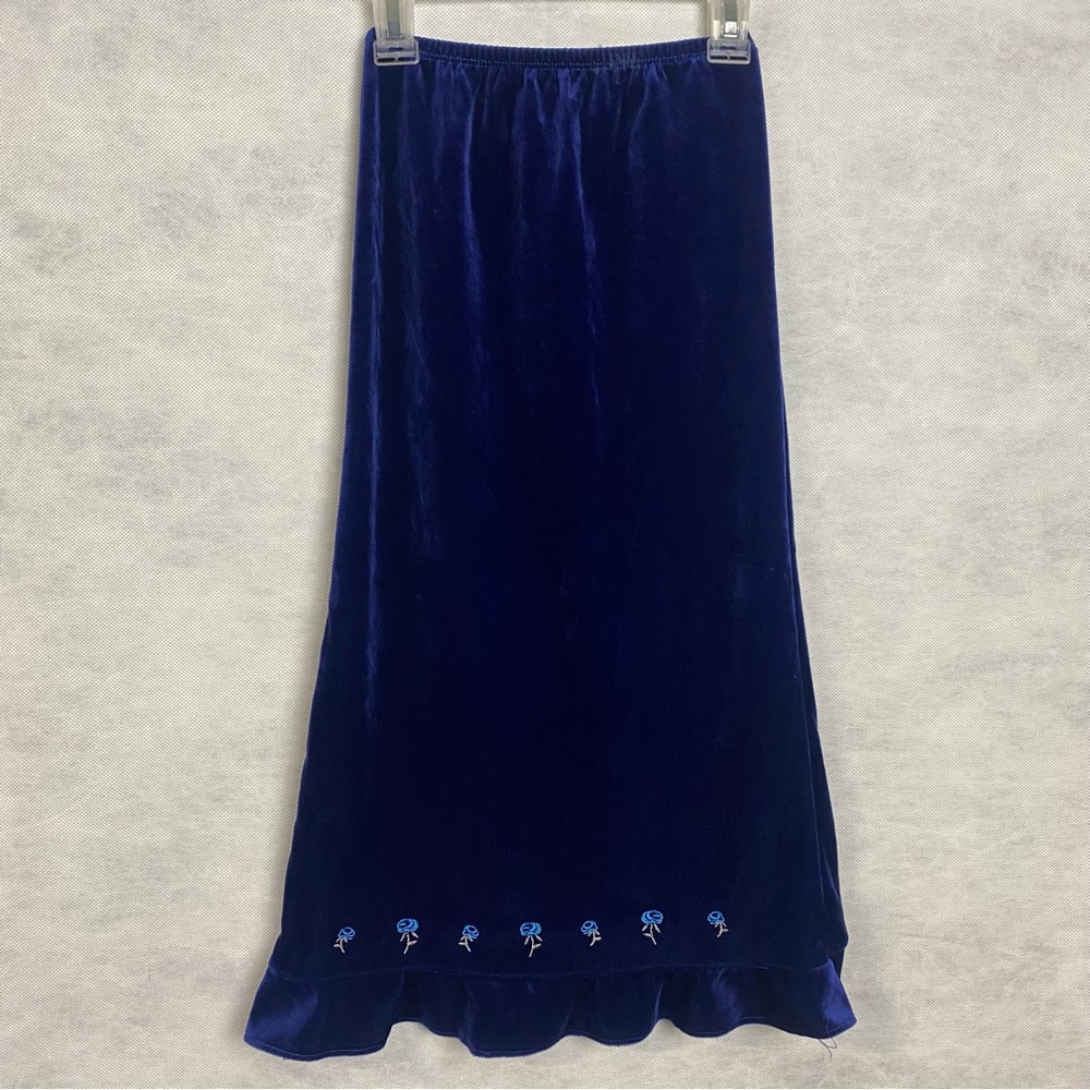Elegant Blue Velvet Skirt